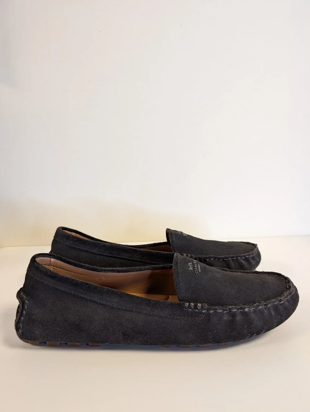 Coach Amber Suede Driving Moccasins Loafers Black 9.5B A00277